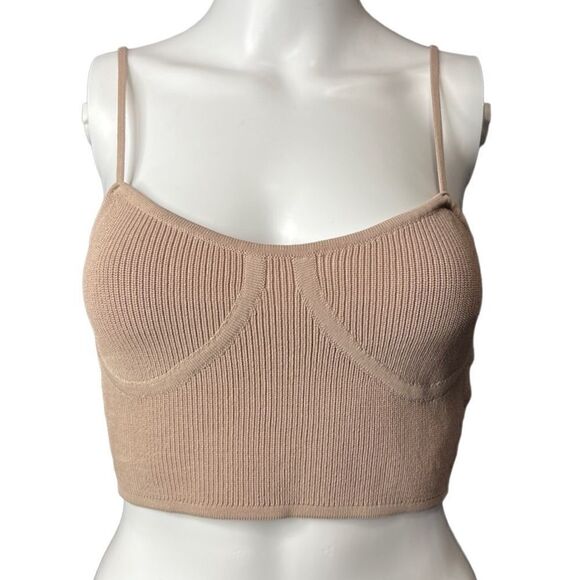 Signature8 Ribbed Bustier Crop Top Brown Size Small - Picture 2 of 3